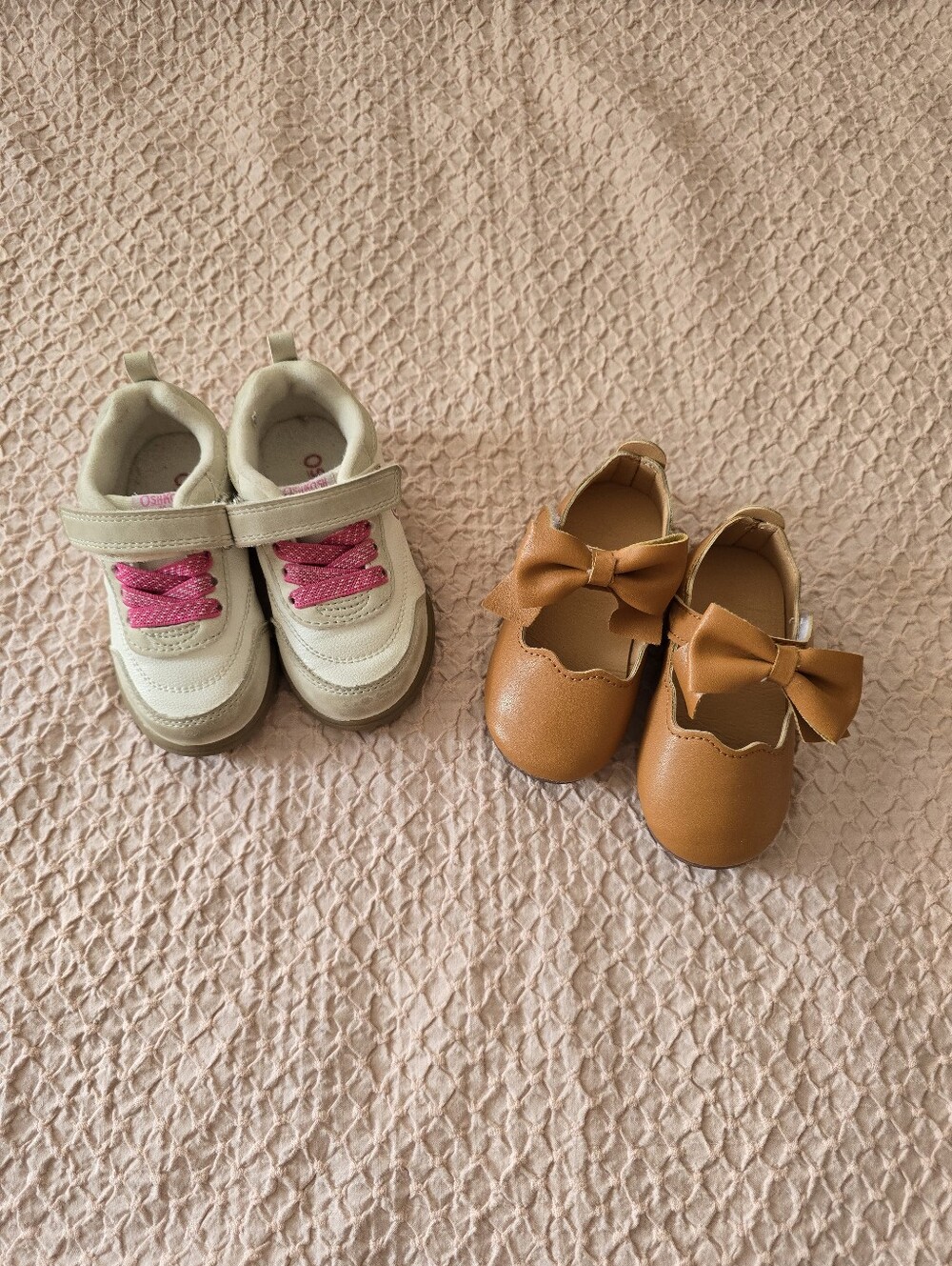 Baby Girl Bundle OshKosh B'gosh Cream Sneakers And Brown Dress Shoes Size 6